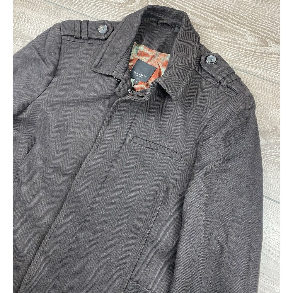 Ted Baker Men's Wool‎ Blend Pea Coat Brown Size 4 US Size Large